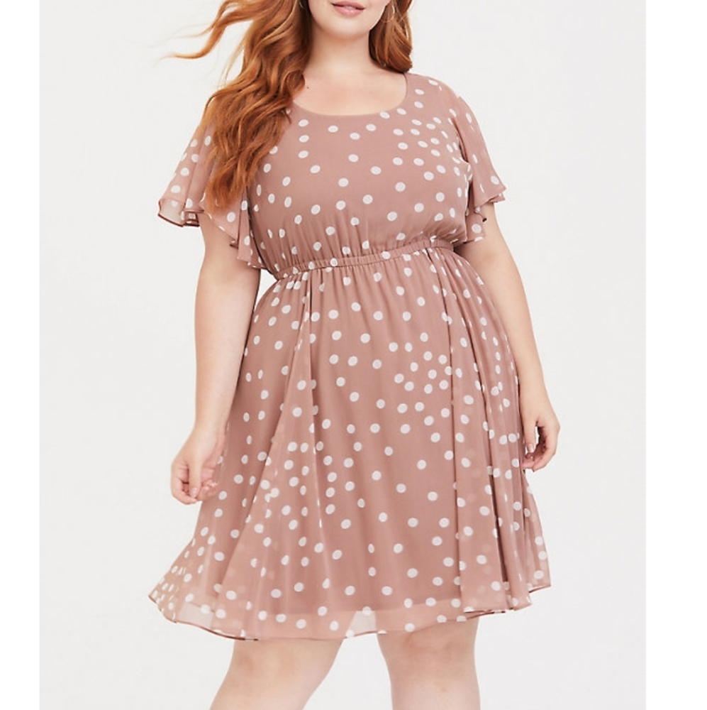 Torrid Polka Dot Chiffon Skater Dress Size 1 1X